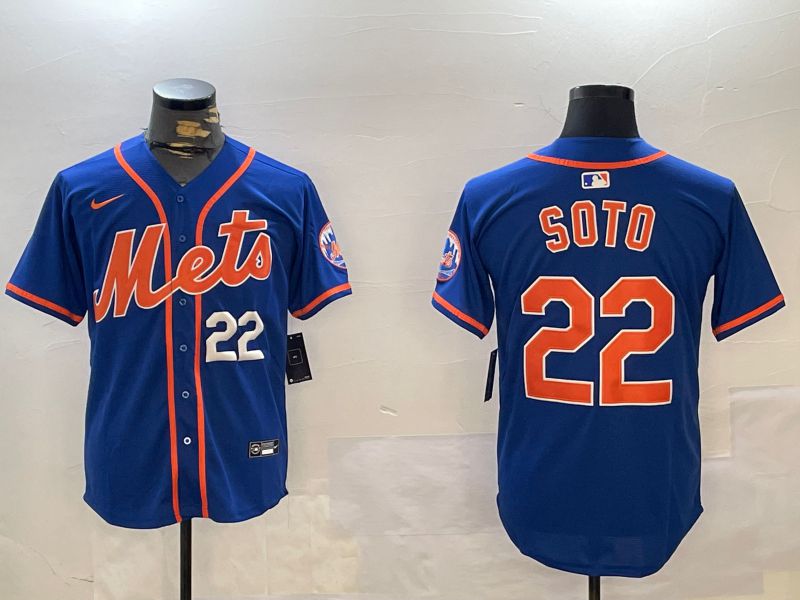 Men New York Mets #22 Soto Blue Game 2024 Nike MLB Jersey style 12161